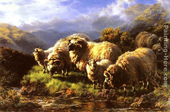 William Watson Morning sheep grazing in a Highland Landscape